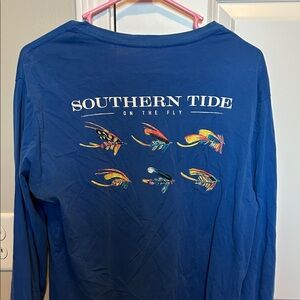 Southern Tide Blue Long Sleeve with Colorful Fly Design